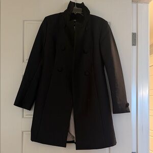 H&M Women's Black Double-Breasted Trench Coat